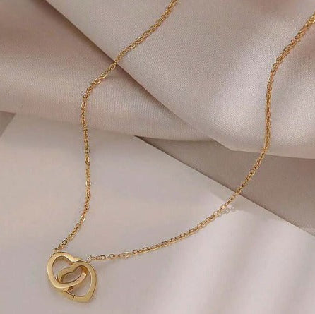 Collar de doble anillo de corazón oro - additional image 2