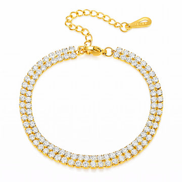 Tennis Bracelet, 18K Gold Plated Steel