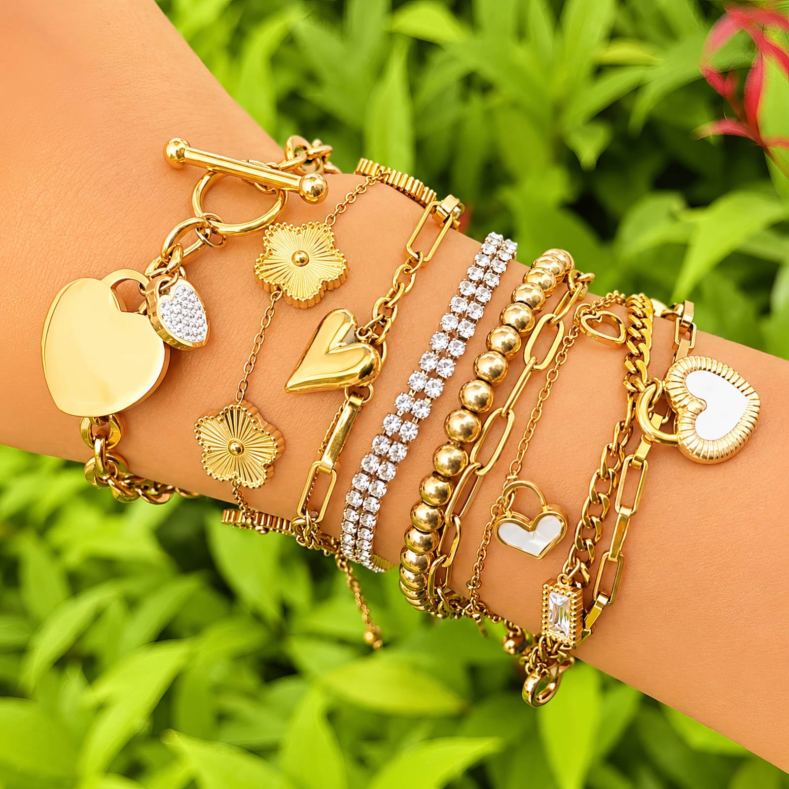 Tennis Bracelet, 18K Gold Plated Steel