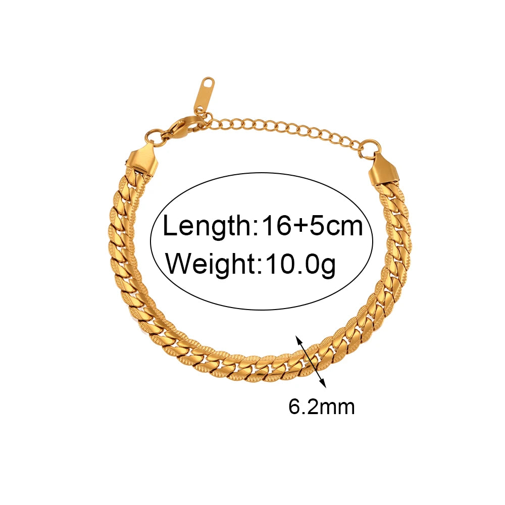 E.B.belle Miniamlist Men Bracelet Gold Jewelry Street Style Stainless Steel 316L 18k Gold Plated Cuban Chain Bracelets For Women