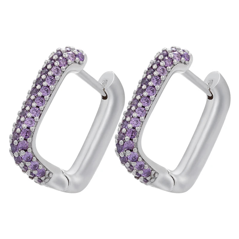 ZHUKOU Hoop earrings gold color silver color small hoop earrings crystal women rainbow earrings Fashion jewelry wholesale VE144