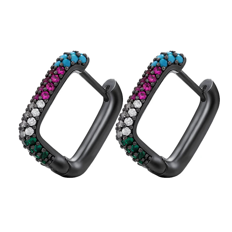 ZHUKOU Hoop earrings gold color silver color small hoop earrings crystal women rainbow earrings Fashion jewelry wholesale VE144