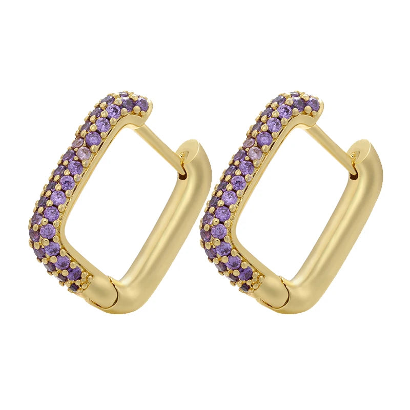 ZHUKOU Hoop earrings gold color silver color small hoop earrings crystal women rainbow earrings Fashion jewelry wholesale VE144