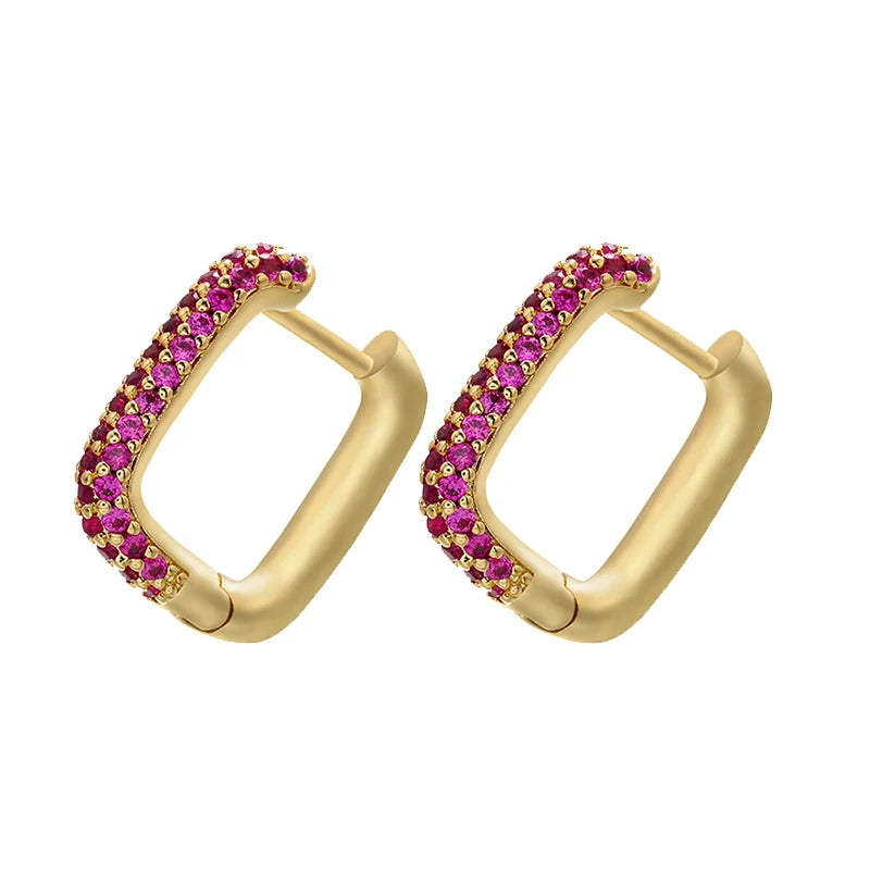 ZHUKOU Hoop earrings gold color silver color small hoop earrings crystal women rainbow earrings Fashion jewelry wholesale VE144