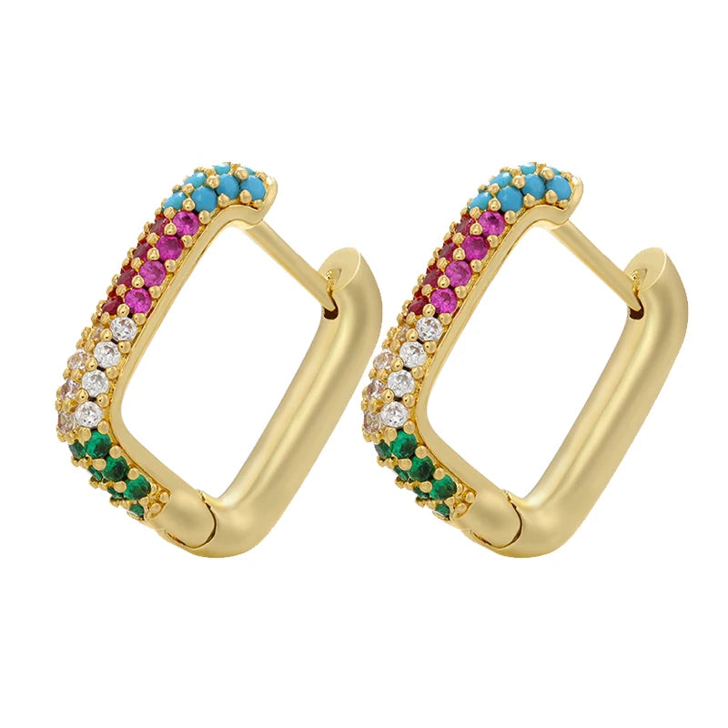 ZHUKOU Hoop earrings gold color silver color small hoop earrings crystal women rainbow earrings Fashion jewelry wholesale VE144