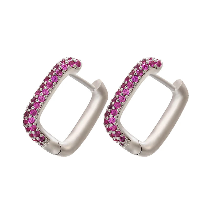 ZHUKOU Hoop earrings gold color silver color small hoop earrings crystal women rainbow earrings Fashion jewelry wholesale VE144