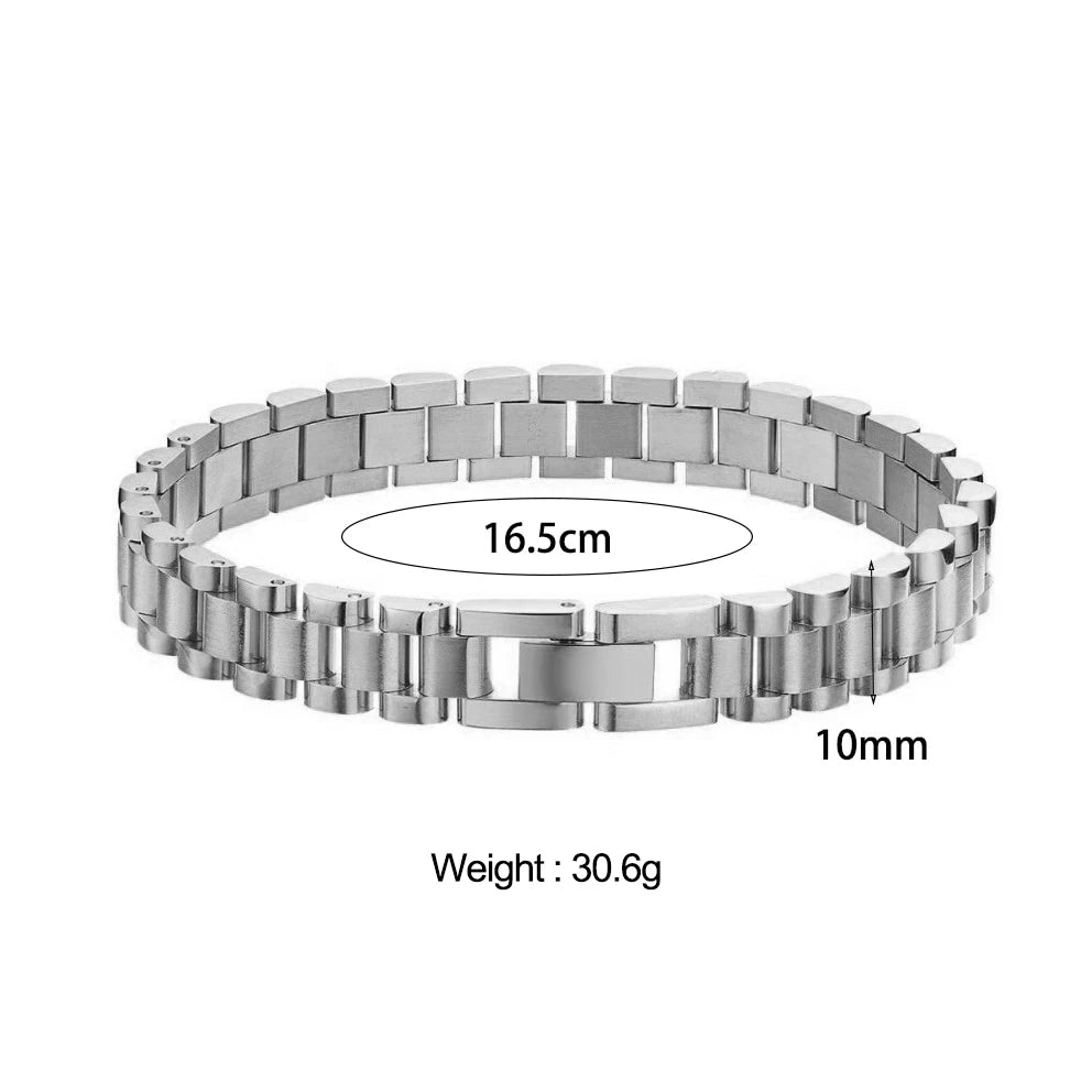 E.B.belle Miniamlist Men Bracelet Gold Jewelry Street Style Stainless Steel 316L 18k Gold Plated Cuban Chain Bracelets For Women
