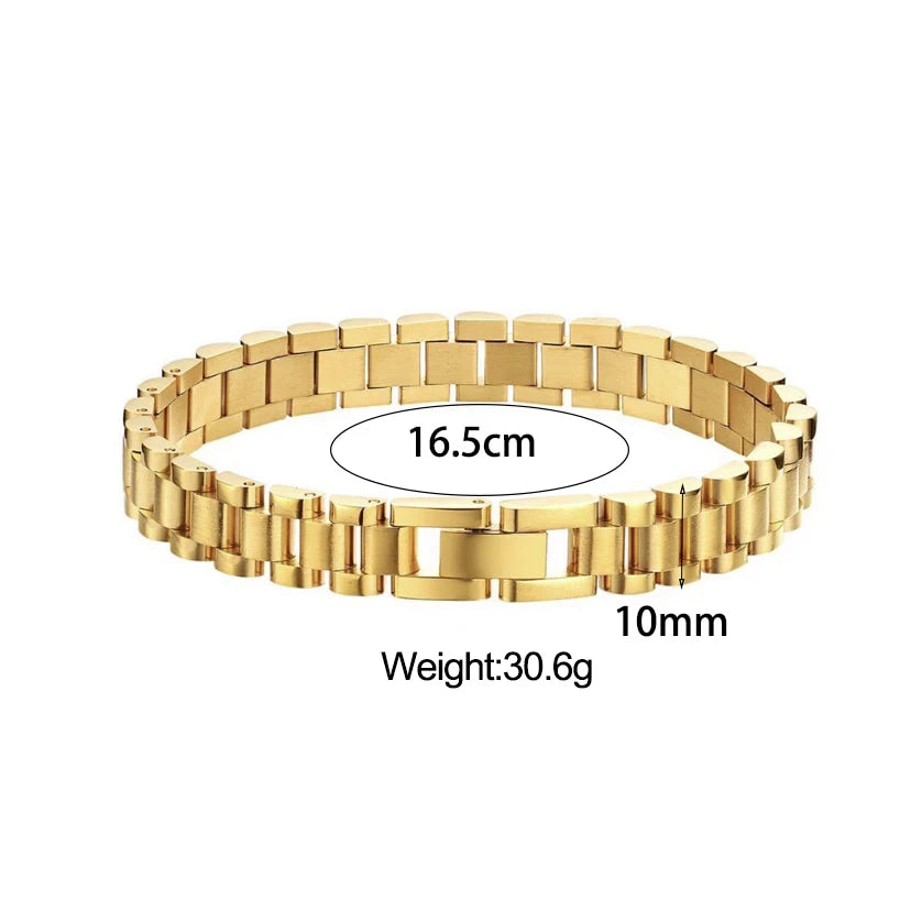 E.B.belle Miniamlist Men Bracelet Gold Jewelry Street Style Stainless Steel 316L 18k Gold Plated Cuban Chain Bracelets For Women