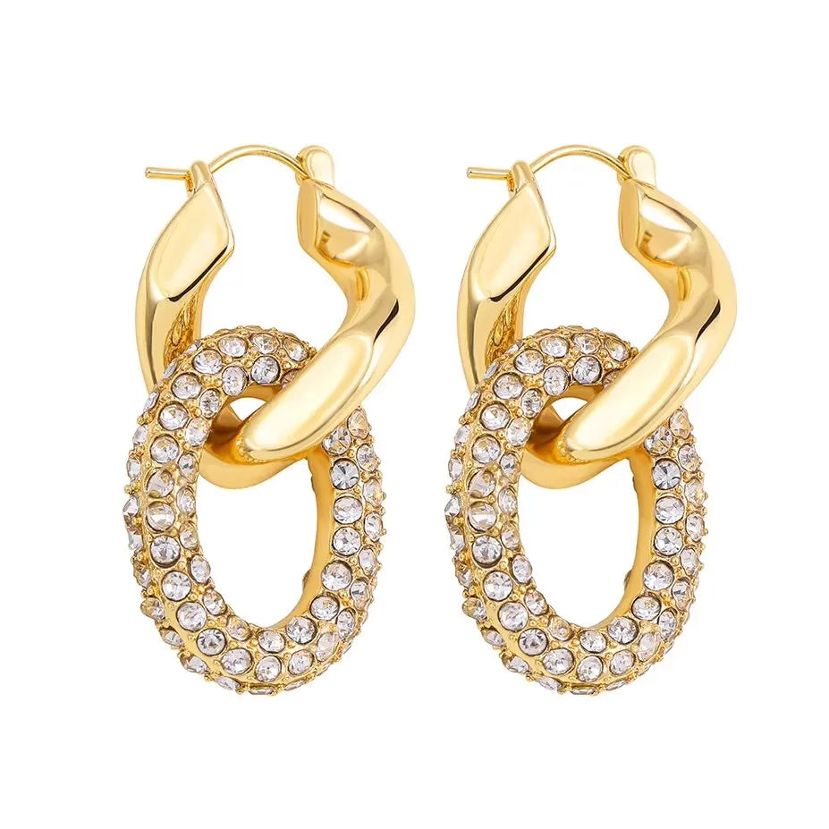 Fashion Zircon Circle Huggie Hoop Earrings for Women Geometric U Shape Hoops Ear Buckle Gold Plated Stainless Steel Jewelry Gift