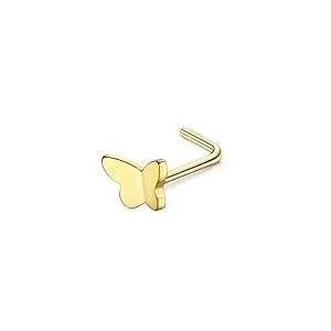 FASACCO 1Pc Surgical Steel Nose Rings for Women Men L Shaped Screw Studs Gold-Plated CZ Nose Rings Hoop Nose Piercing Jewelry