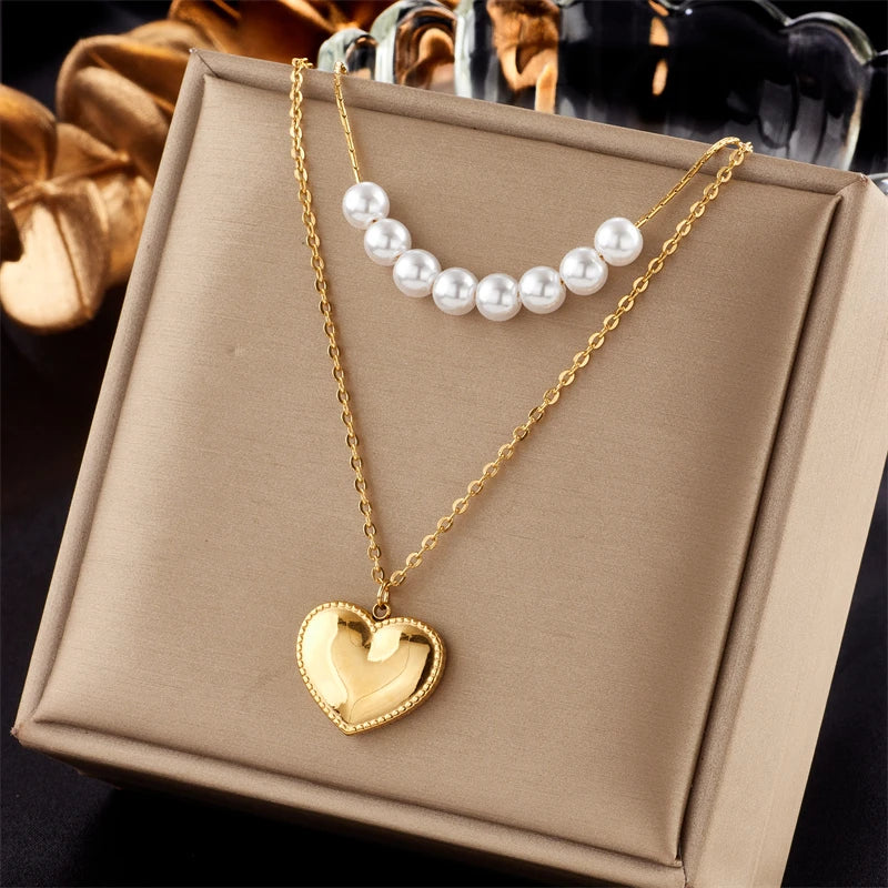 MEYRROYU 316L Stainless Steel New18k Gold Plated Round Zirconia Pendant Link Chain Necklace For Women Party Gift Charm Collar