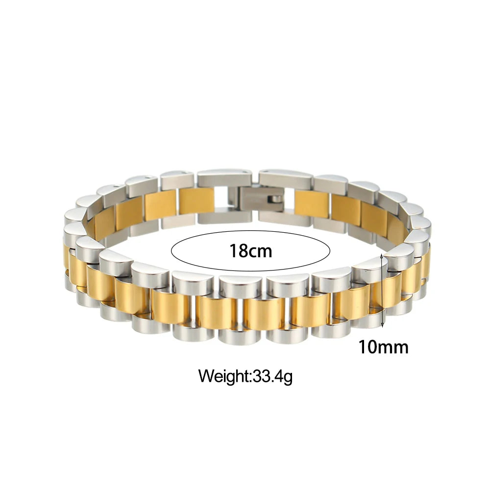 E.B.belle Miniamlist Men Bracelet Gold Jewelry Street Style Stainless Steel 316L 18k Gold Plated Cuban Chain Bracelets For Women
