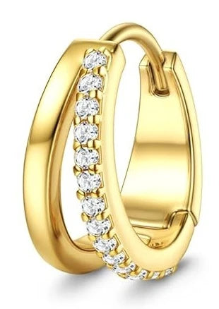Florideco Threadless Flat Back Earrings 14K Gold Plated 316L Surgical Steel Stud Hoop Earrings Cartilage Helix Piercing Jewelry