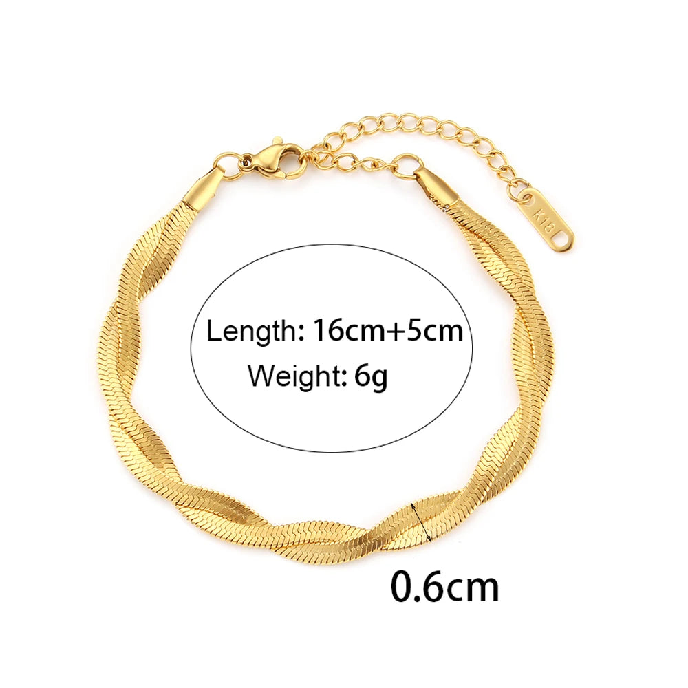 E.B.belle Miniamlist Men Bracelet Gold Jewelry Street Style Stainless Steel 316L 18k Gold Plated Cuban Chain Bracelets For Women
