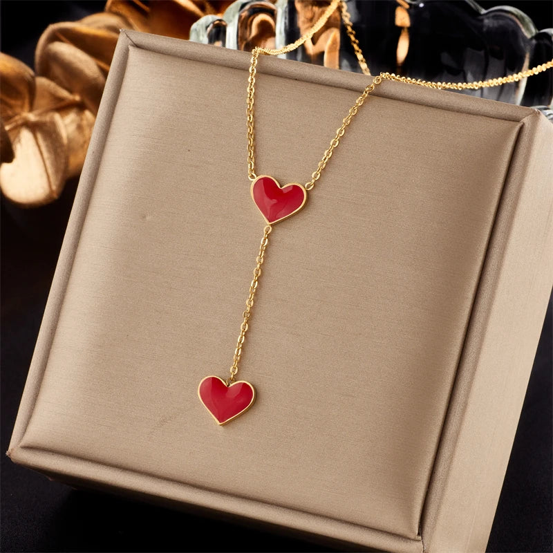 MEYRROYU 316L Stainless Steel New18k Gold Plated Round Zirconia Pendant Link Chain Necklace For Women Party Gift Charm Collar