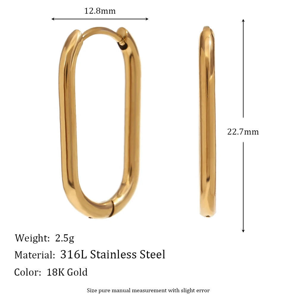 E.B.belle Dual Color Long O-ring Hoop Earrings Hypoallergenic 316L Stainless Steel Women's Earrings 18K Gold Plated Jewelry