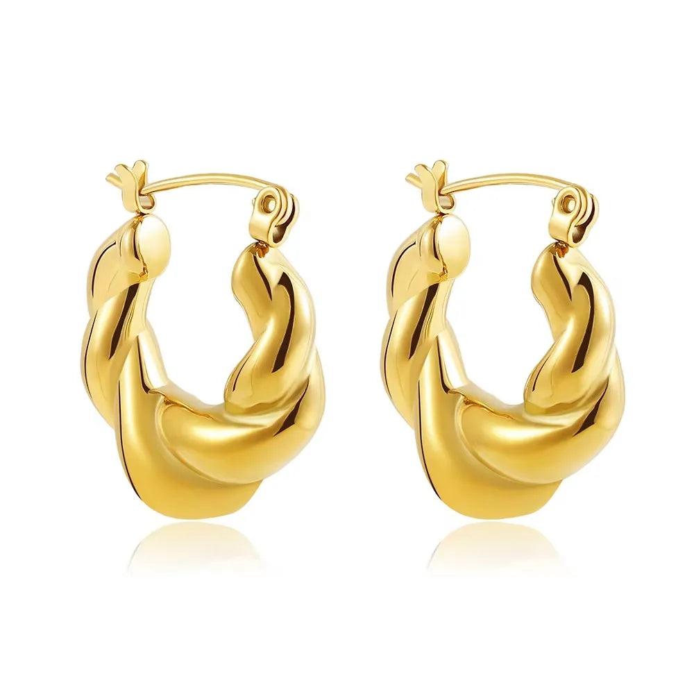 Fashion Zircon Circle Huggie Hoop Earrings for Women Geometric U Shape Hoops Ear Buckle Gold Plated Stainless Steel Jewelry Gift