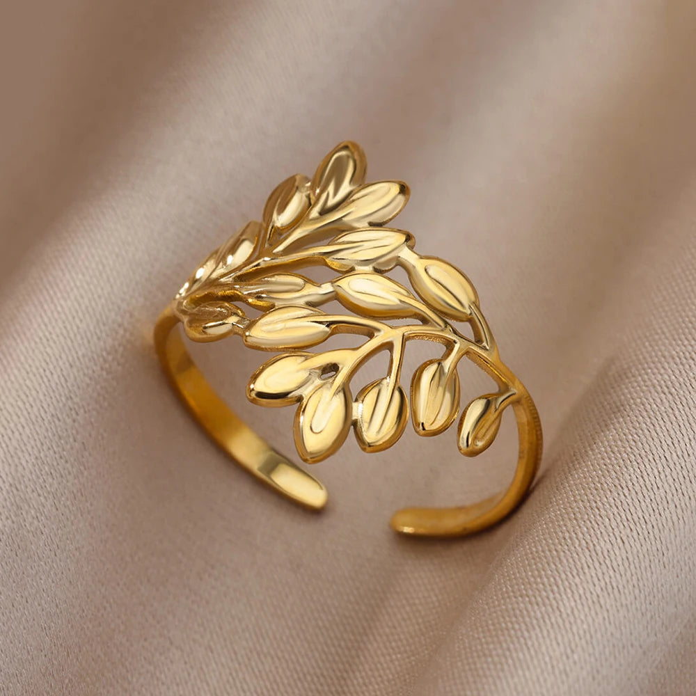 Vintage 316L Stainless Steel Geometry Ring for Women Gold Plated Flower Opening Finger Ring Exquisite Wedding Party Jewelry 2025