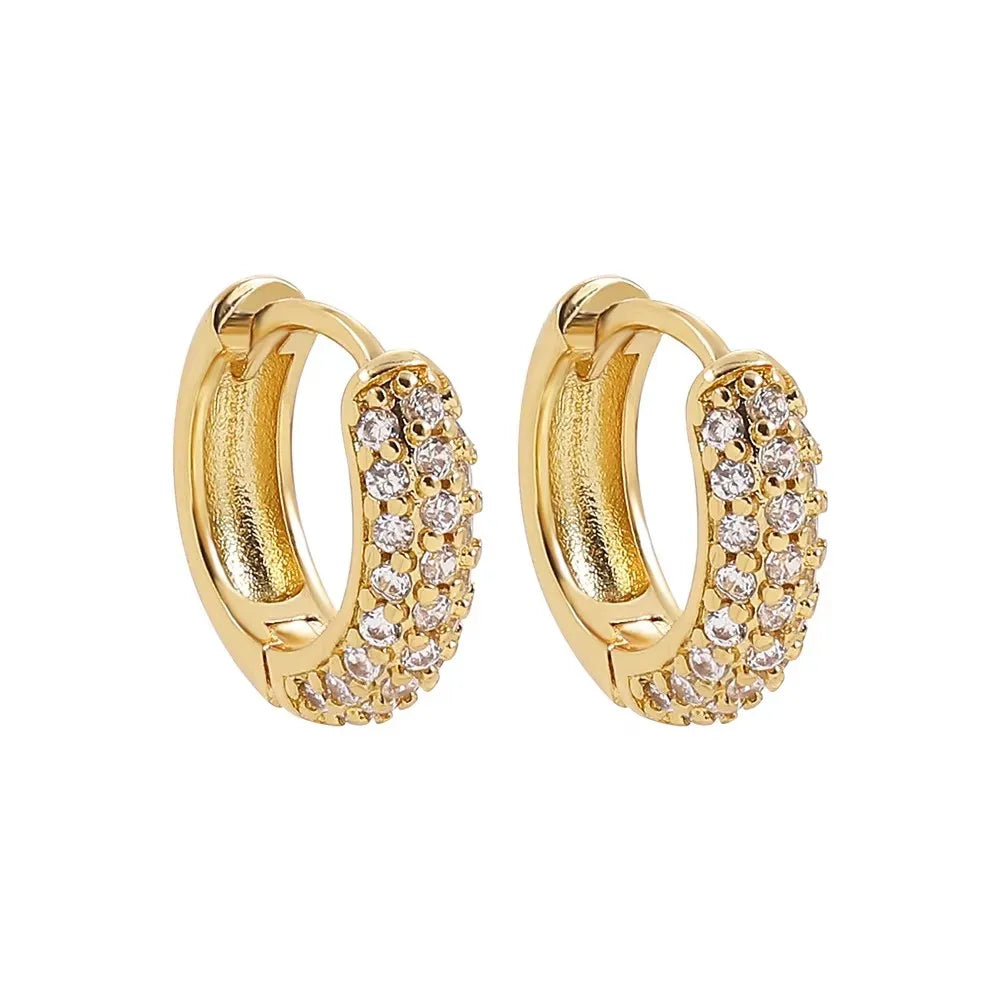 Fashion Zircon Circle Huggie Hoop Earrings for Women Geometric U Shape Hoops Ear Buckle Gold Plated Stainless Steel Jewelry Gift