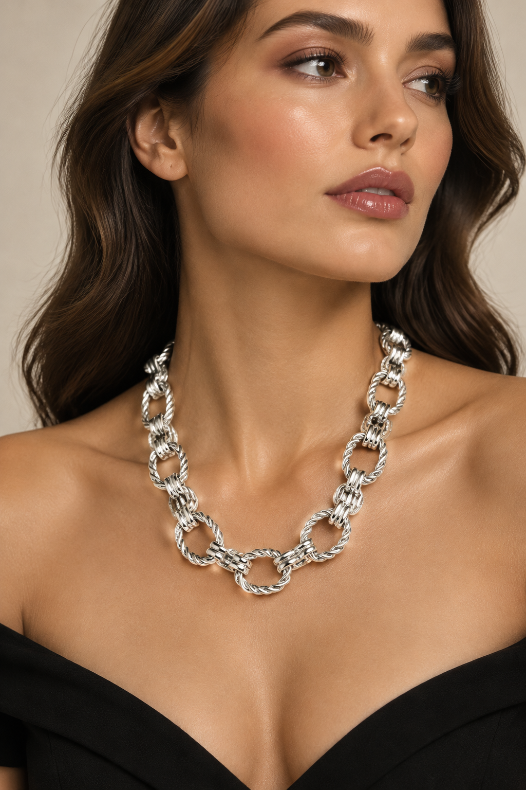 Colar Treccia prateado, foto 2