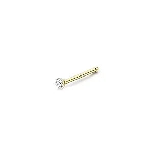 FASACCO 1Pc Surgical Steel Nose Rings for Women Men L Shaped Screw Studs Gold-Plated CZ Nose Rings Hoop Nose Piercing Jewelry