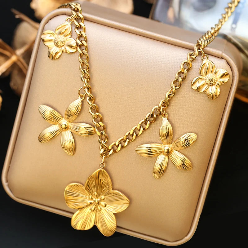 EILIECK 316L Stainless Steel Charms Pearl Moon Pendant Necklace 18K Gold Plated Popular Summer Fashion Jewelry For Women Girl