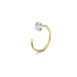 FASACCO 1Pc Surgical Steel Nose Rings for Women Men L Shaped Screw Studs Gold-Plated CZ Nose Rings Hoop Nose Piercing Jewelry