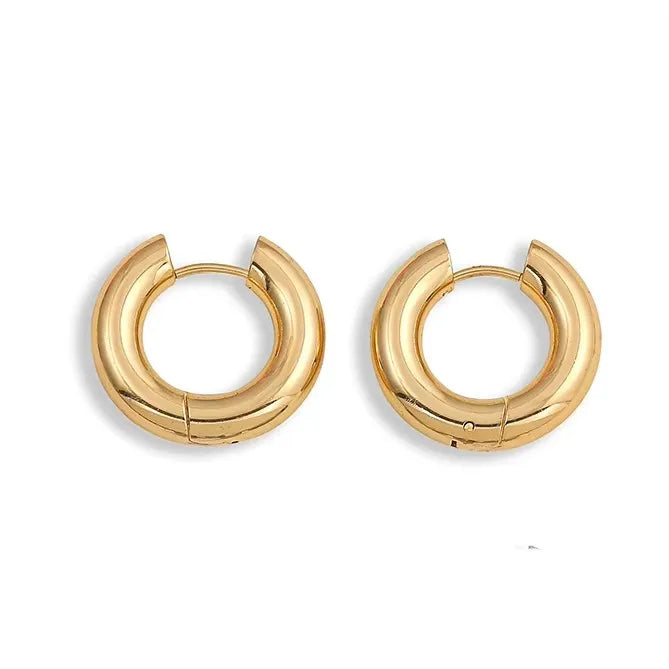 Fashion Zircon Circle Huggie Hoop Earrings for Women Geometric U Shape Hoops Ear Buckle Gold Plated Stainless Steel Jewelry Gift