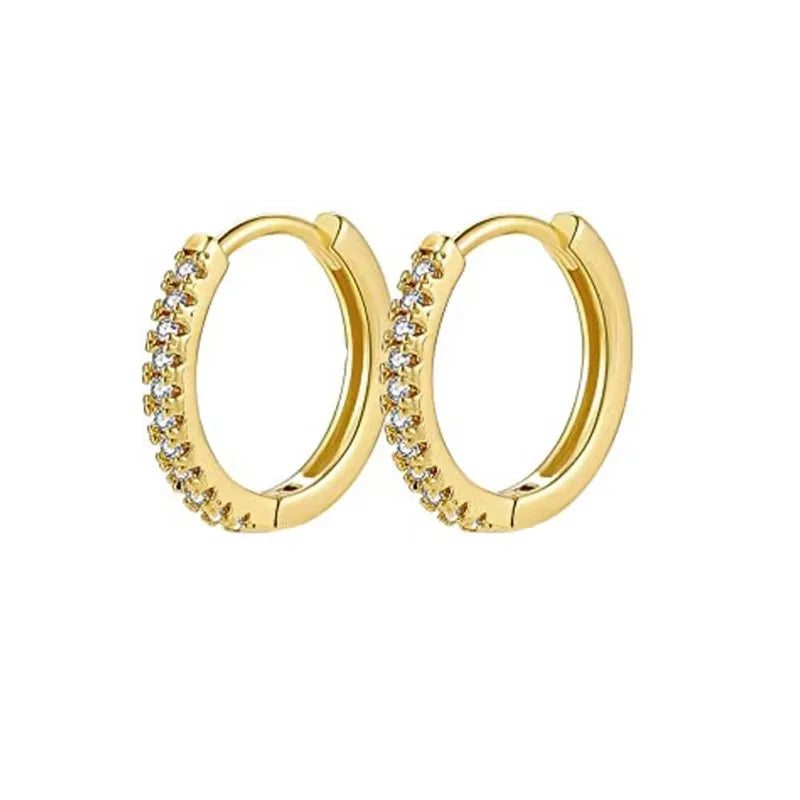 Fashion Zircon Circle Huggie Hoop Earrings for Women Geometric U Shape Hoops Ear Buckle Gold Plated Stainless Steel Jewelry Gift