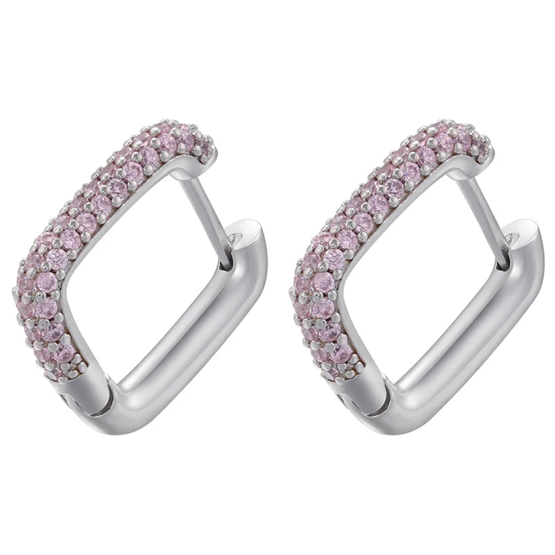 ZHUKOU Hoop earrings gold color silver color small hoop earrings crystal women rainbow earrings Fashion jewelry wholesale VE144