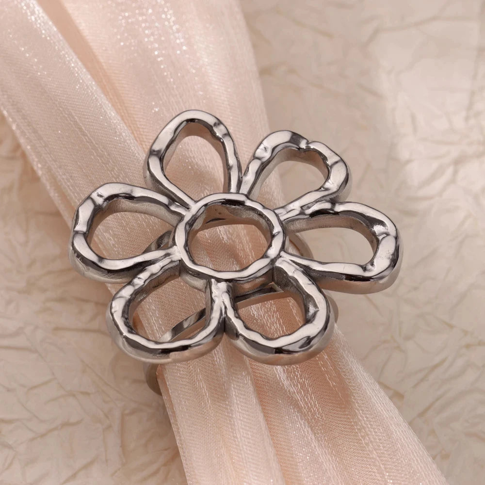 Vintage 316L Stainless Steel Geometry Ring for Women Gold Plated Flower Opening Finger Ring Exquisite Wedding Party Jewelry 2025