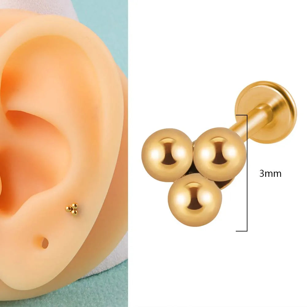 1PC 316L Surgical Steel 16G Gold Plated Cz Labret Lip Ring Crystal Cluster Ear Cartilage Tragus Helix Daith Piercing Jewelry