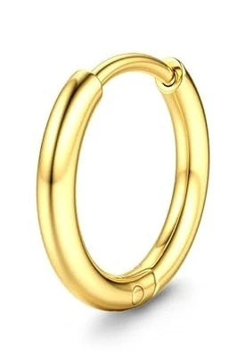 Florideco Threadless Flat Back Earrings 14K Gold Plated 316L Surgical Steel Stud Hoop Earrings Cartilage Helix Piercing Jewelry