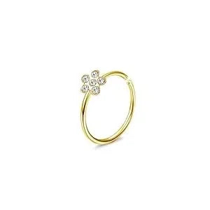 FASACCO 1Pc Surgical Steel Nose Rings for Women Men L Shaped Screw Studs Gold-Plated CZ Nose Rings Hoop Nose Piercing Jewelry