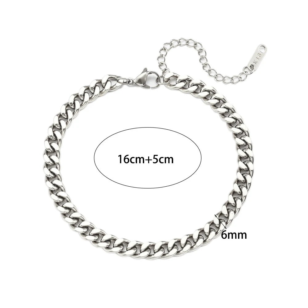 E.B.belle Miniamlist Men Bracelet Gold Jewelry Street Style Stainless Steel 316L 18k Gold Plated Cuban Chain Bracelets For Women