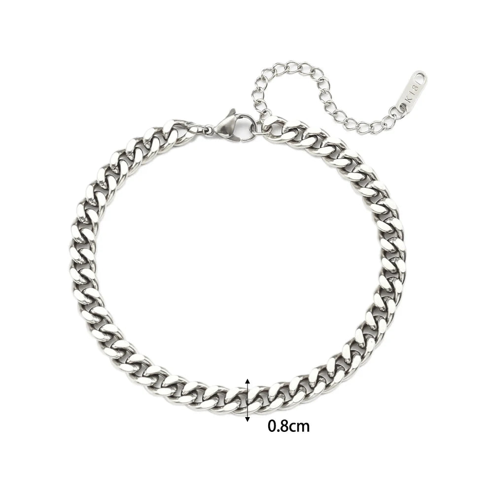E.B.belle Miniamlist Men Bracelet Gold Jewelry Street Style Stainless Steel 316L 18k Gold Plated Cuban Chain Bracelets For Women