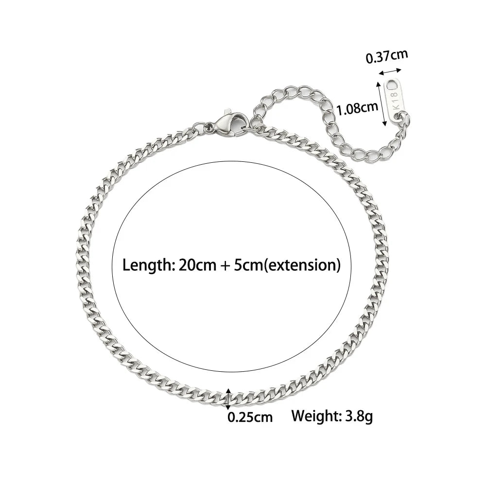 E.B.belle Miniamlist Men Bracelet Gold Jewelry Street Style Stainless Steel 316L 18k Gold Plated Cuban Chain Bracelets For Women