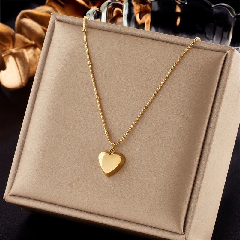 MEYRROYU 316L Stainless Steel New18k Gold Plated Round Zirconia Pendant Link Chain Necklace For Women Party Gift Charm Collar