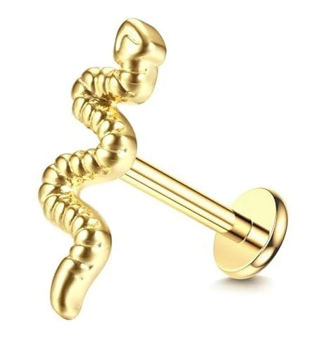 Florideco Threadless Flat Back Earrings 14K Gold Plated 316L Surgical Steel Stud Hoop Earrings Cartilage Helix Piercing Jewelry