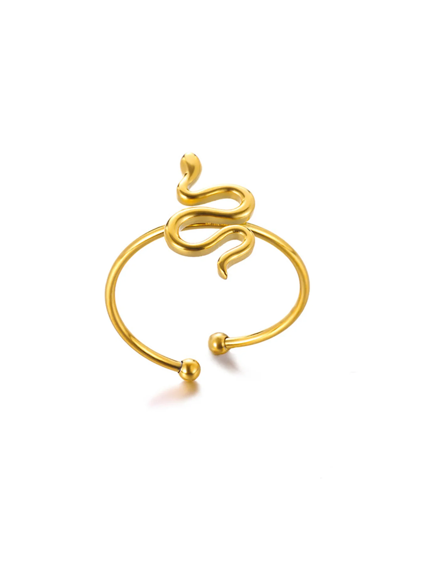 316L Gold Plated Stainless Steel Snake Rings For Women Men Open Adjustable Ring Vintage Gothic Aesthetic Jewelry anillos mujer