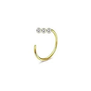 FASACCO 1Pc Surgical Steel Nose Rings for Women Men L Shaped Screw Studs Gold-Plated CZ Nose Rings Hoop Nose Piercing Jewelry