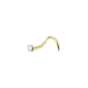 FASACCO 1Pc Surgical Steel Nose Rings for Women Men L Shaped Screw Studs Gold-Plated CZ Nose Rings Hoop Nose Piercing Jewelry
