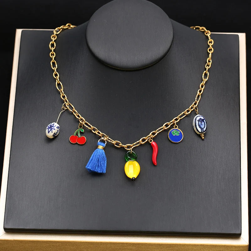 EILIECK 316L Stainless Steel Chain Waterproof Ocean Pendant Necklace Charm Starfish Shell 18K Gold PVD Plated Holiday Jewelry