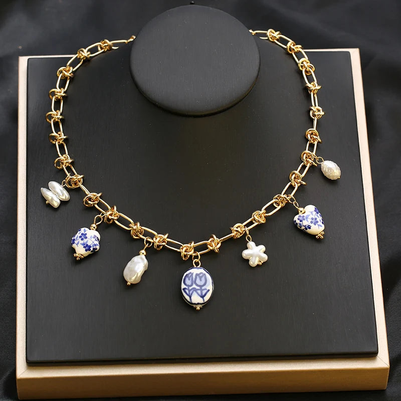 EILIECK 316L Stainless Steel Chain Waterproof Ocean Pendant Necklace Charm Starfish Shell 18K Gold PVD Plated Holiday Jewelry