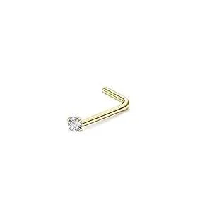 FASACCO 1Pc Surgical Steel Nose Rings for Women Men L Shaped Screw Studs Gold-Plated CZ Nose Rings Hoop Nose Piercing Jewelry
