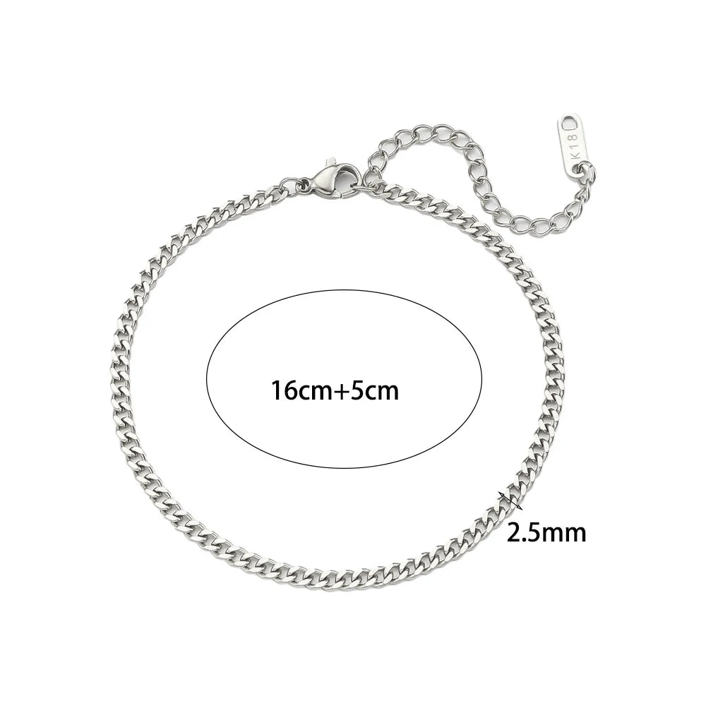 E.B.belle Miniamlist Men Bracelet Gold Jewelry Street Style Stainless Steel 316L 18k Gold Plated Cuban Chain Bracelets For Women