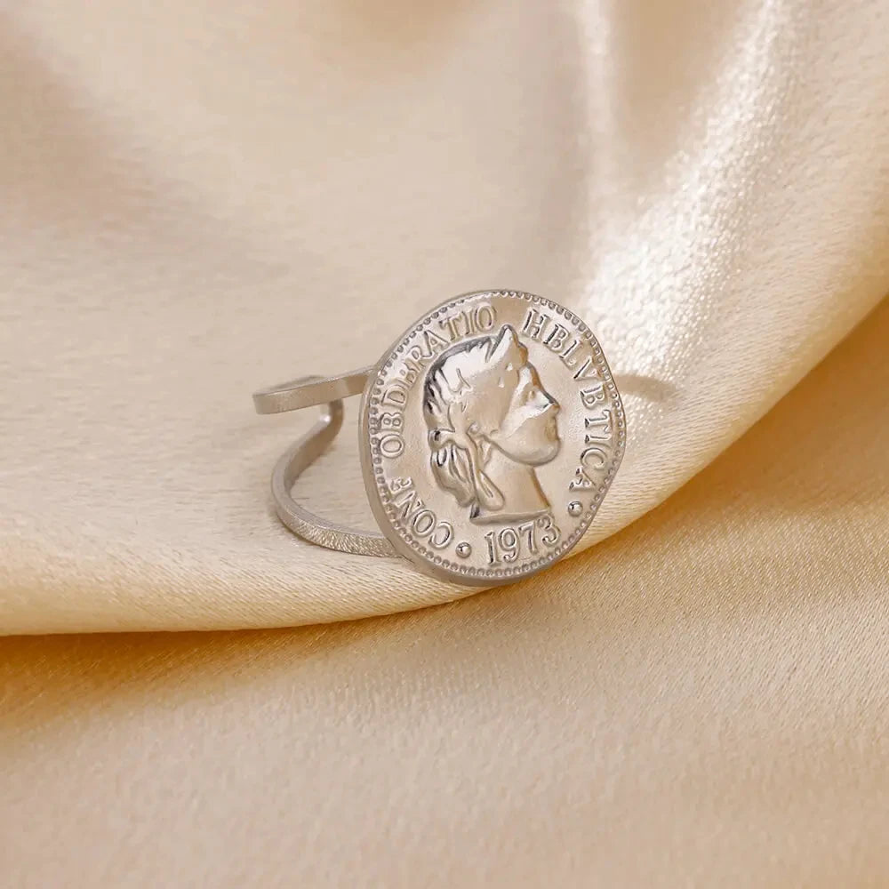 Vintage 316L Stainless Steel Geometry Ring for Women Gold Plated Flower Opening Finger Ring Exquisite Wedding Party Jewelry 2025