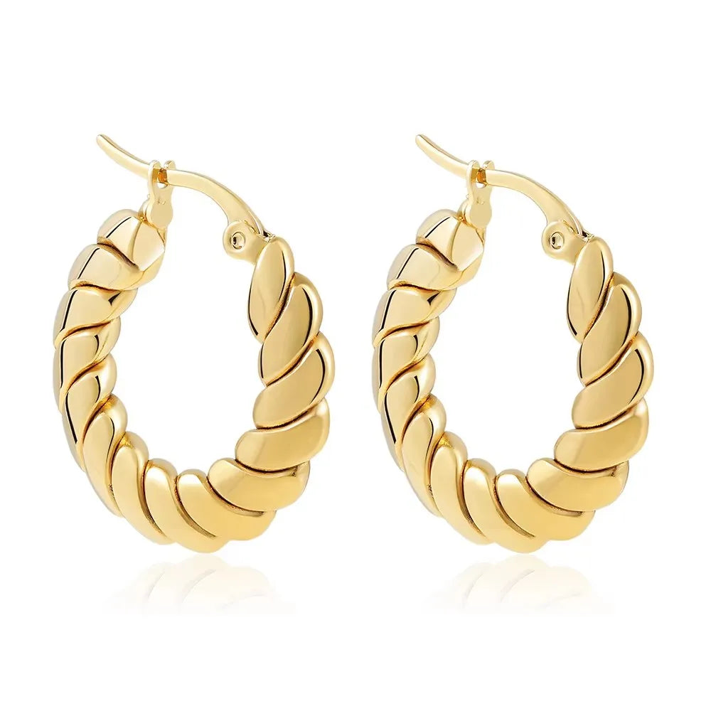 Fashion Zircon Circle Huggie Hoop Earrings for Women Geometric U Shape Hoops Ear Buckle Gold Plated Stainless Steel Jewelry Gift
