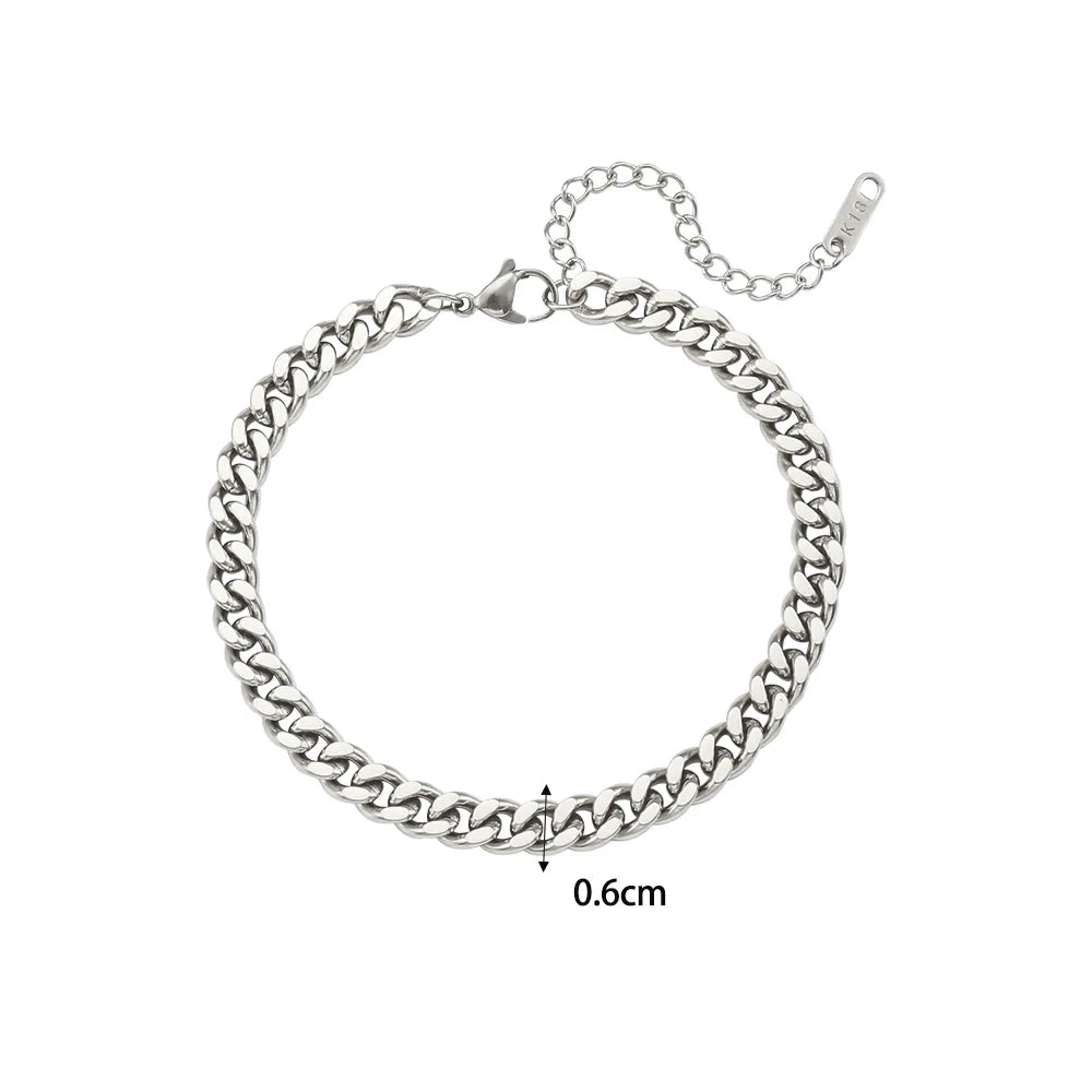 E.B.belle Miniamlist Men Bracelet Gold Jewelry Street Style Stainless Steel 316L 18k Gold Plated Cuban Chain Bracelets For Women