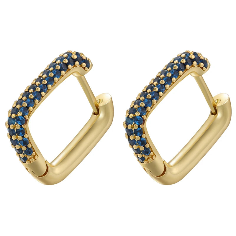 ZHUKOU Hoop earrings gold color silver color small hoop earrings crystal women rainbow earrings Fashion jewelry wholesale VE144